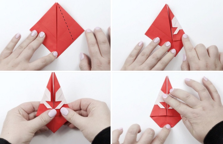 décoration de Noël origami Père Noël tutoriel ornements sapin