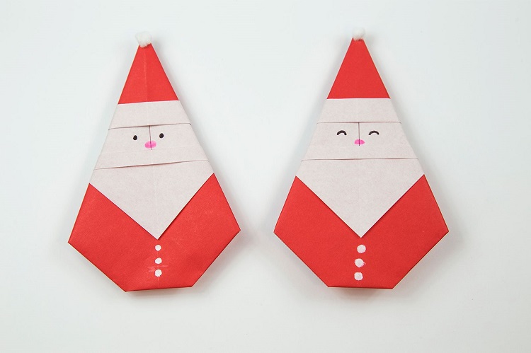 décoration de Noël origami comment faire le Père Noël ornements de sapin