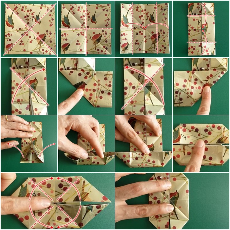 décoration de Noël origami ornement de sapin boule instructions de pliage