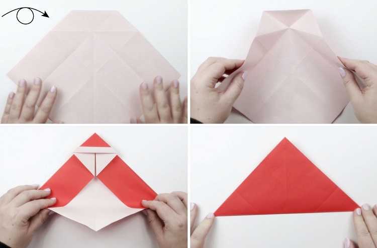 décoration de Noël origami ornements de sapin tutoriel Père Noël
