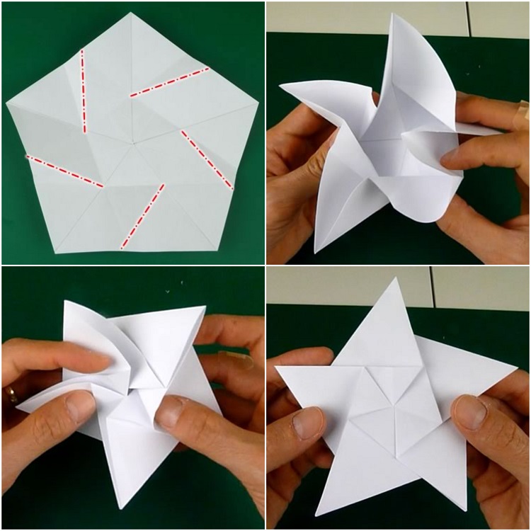décoration de Noël origami étoile festive tutoriel pliage