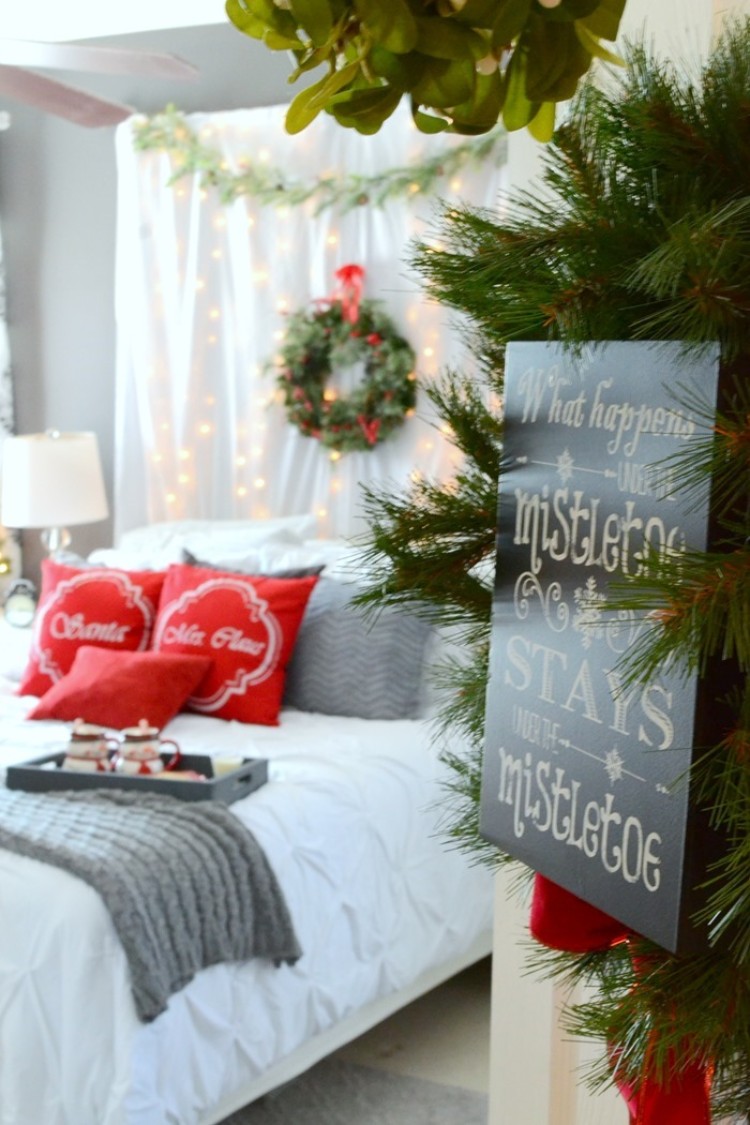 décoration de Noël pour chambre typique ambiance festive classique éléments déco traditionnels Noël 2018