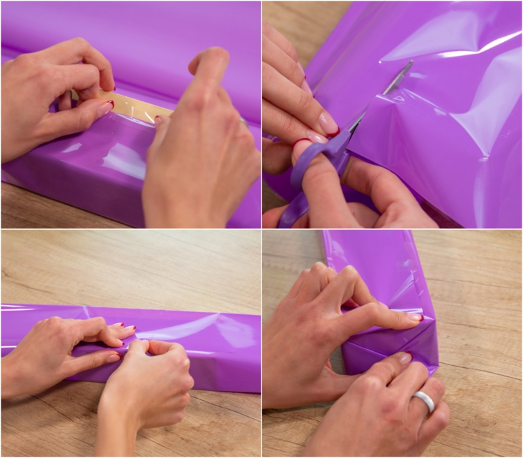 emballage cadeau Noël papier violet instructions
