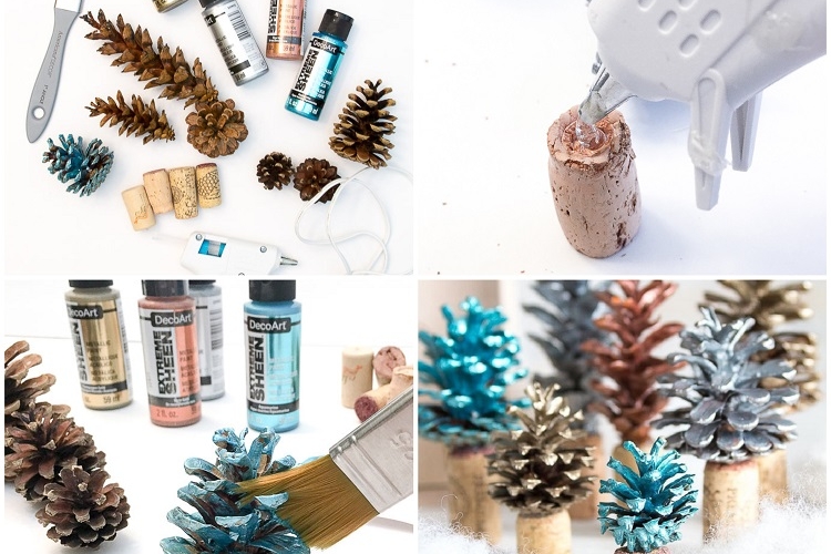 idée DIY sapin en pomme de pin objets déco récup Noël 2018 original facile