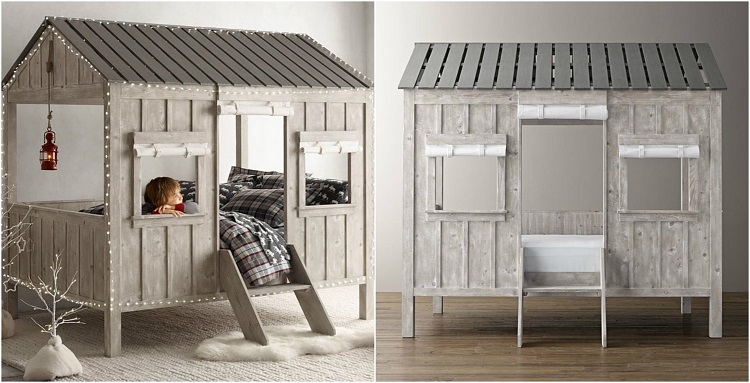 lit cabane a faire soi-même modèle sobre personalisable idée déco chambre enfant esprit nordique
