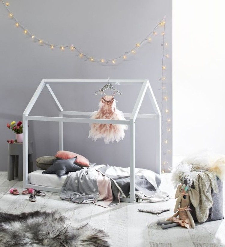 lit cabane à faire soi-même peint blanc chambre enfant style scandinave