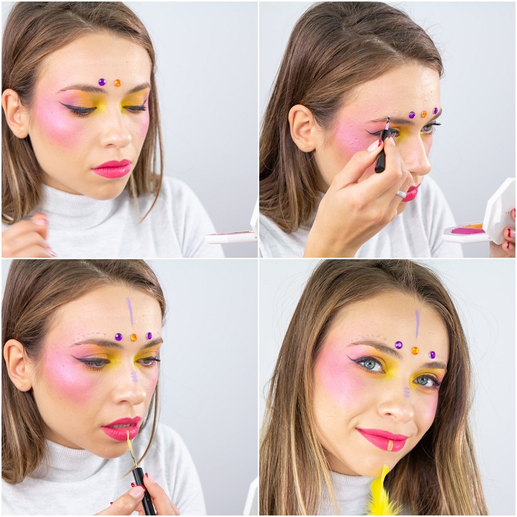 maquillage carnaval femme look tribal instructions