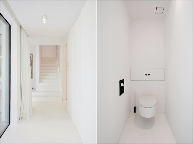 meuble sans poignée escalier minimaliste salle de bain