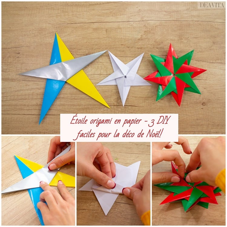 origami étoile de Noël DIY insloites papier multicolore idée déco festive 2018
