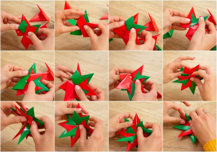 origami étoile de Noël déco diy personnalisée fêtes fin année 2018