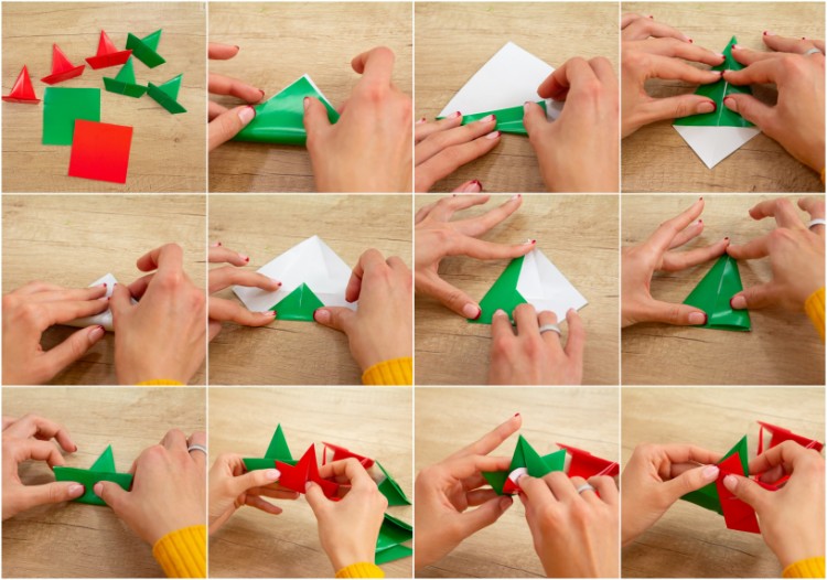 origami étoile de Noël trois projets diy essayer créer déco personnalisée