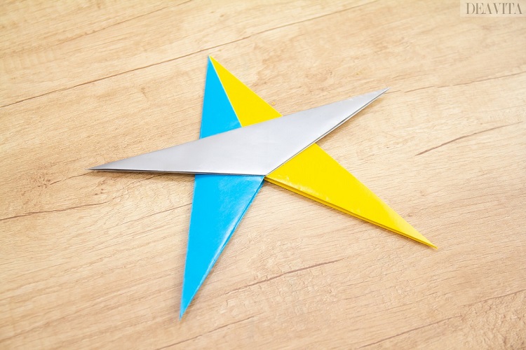 origami étoile de noël 5 branches trois couleur idée déco fêtes fin année 2018