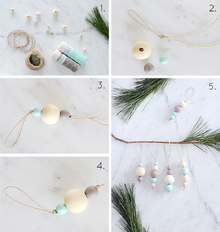 ornements de Noël perles en bois déco murale instructions tutoriel