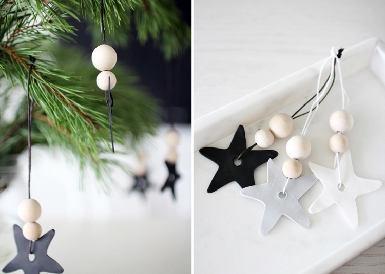 ornements de Noël perles en bois étoiles déco festive DIY