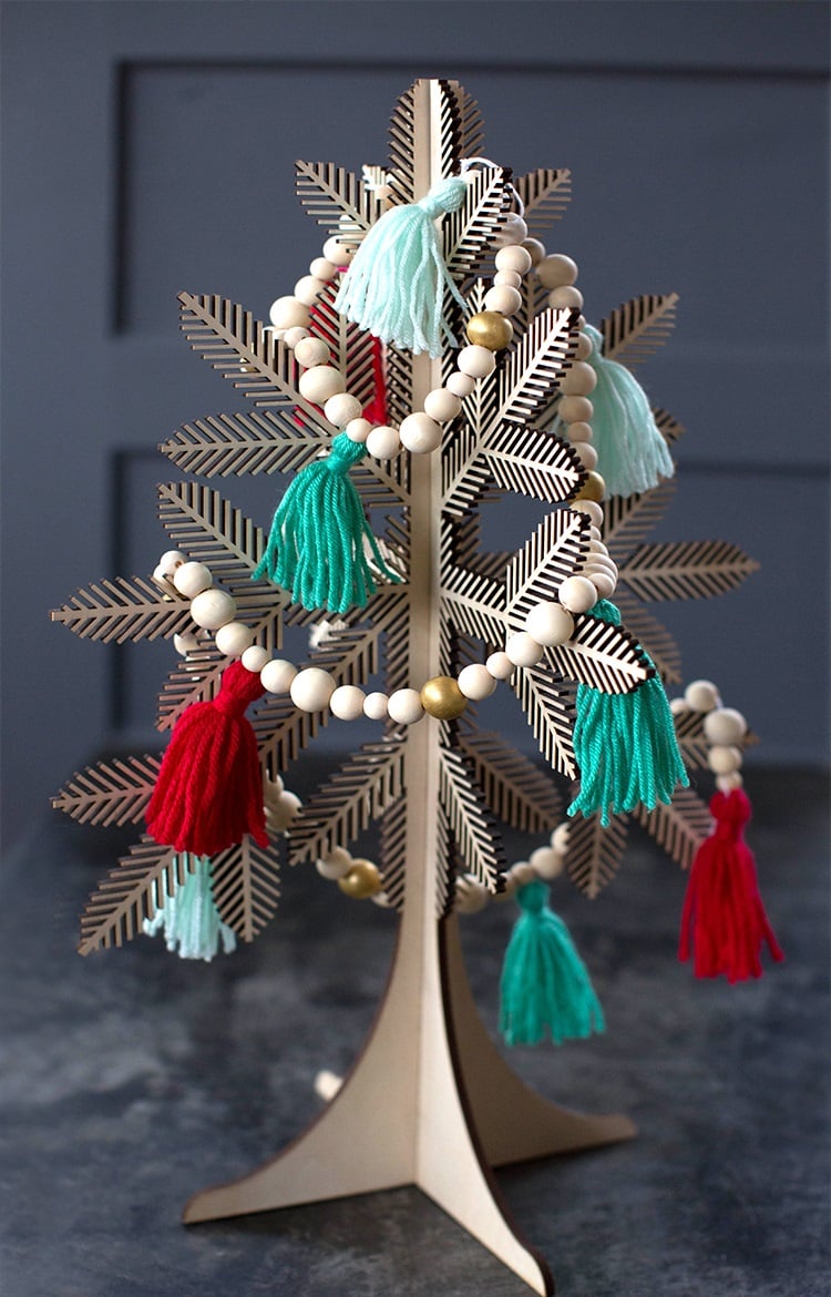 perles en bois guirlande DIY ornements de Noël