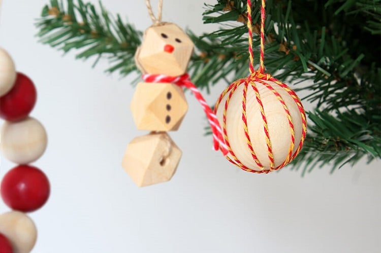 perles en bois ornements de Noël grande boule classique