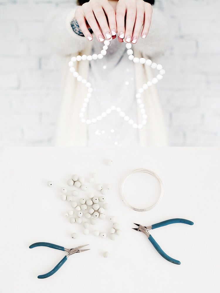 perles en bois étoile minimaliste matériaux ornements de Noël
