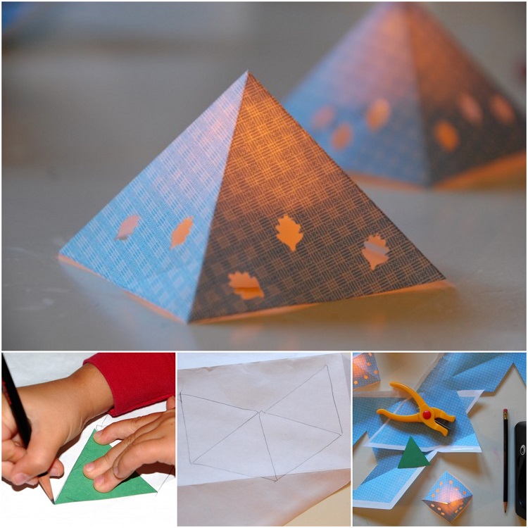 photophore en papier en forme de pyramide tutoriel