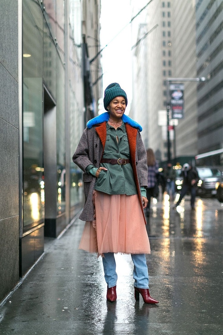 comment porter le bonnet d'hiver style hipster décontracté inspiration rue New York