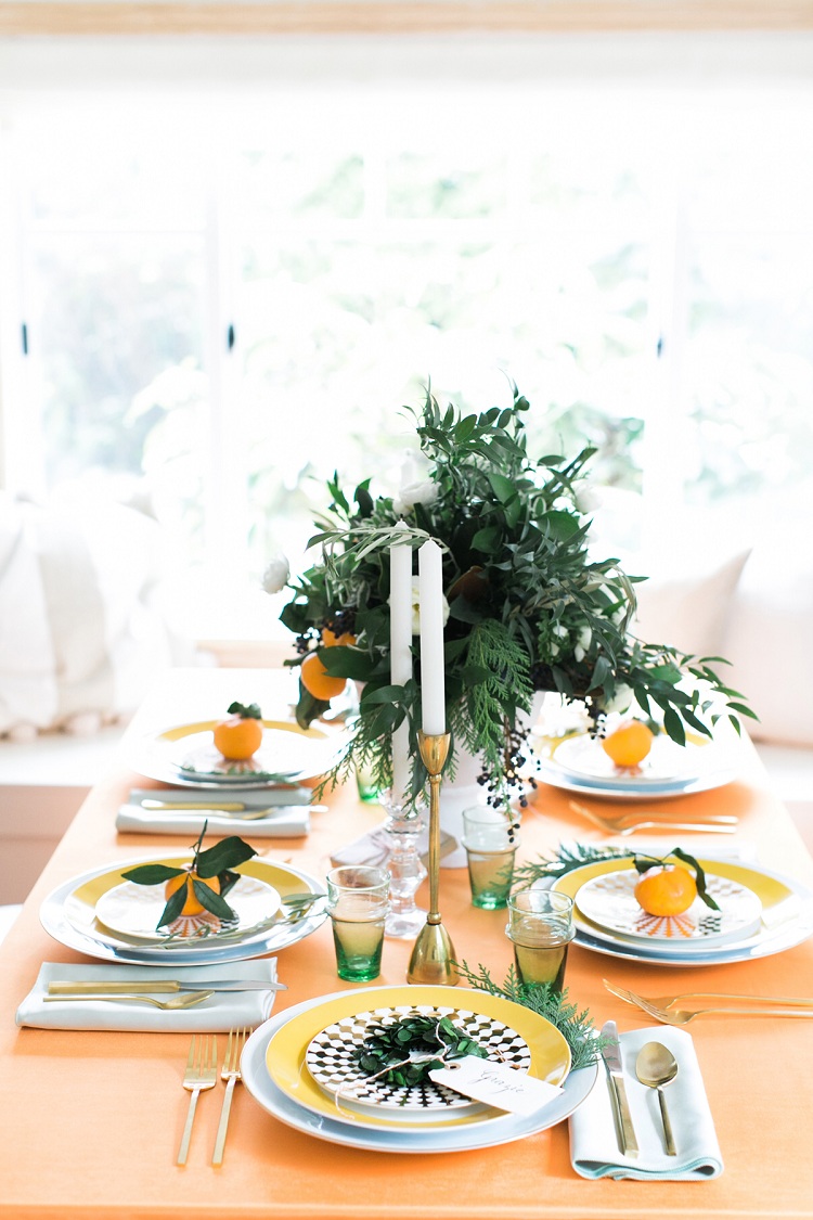 décoration Noël avec des oranges et autres agrumes déco table festive