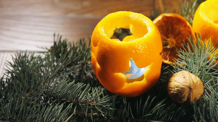décoration Noël avec des oranges photophore créatif
