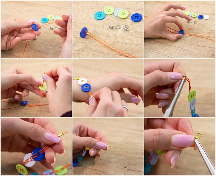 modèles de bracelet à faire soi-même en boutons récup tuto complet facile
