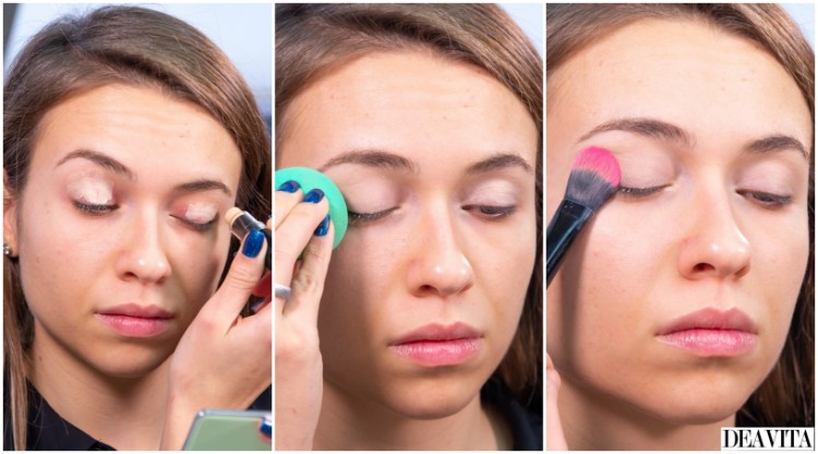 tuto maquillage cut crease eye liner pailleté regard valorisé lèvres intenses application anti cerne paupière