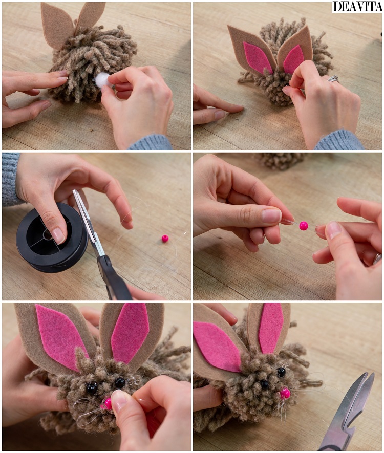 cadeau de Pâques à fabriquer vous même pour enfant idée doudou lapin pompons