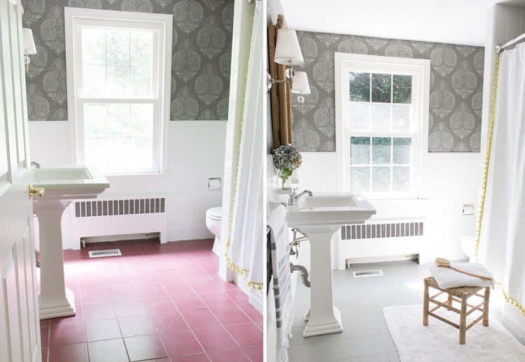 carrelage de sol peint salle bain idées revêtement sol tendance astuces erreurs éviter épsace humide