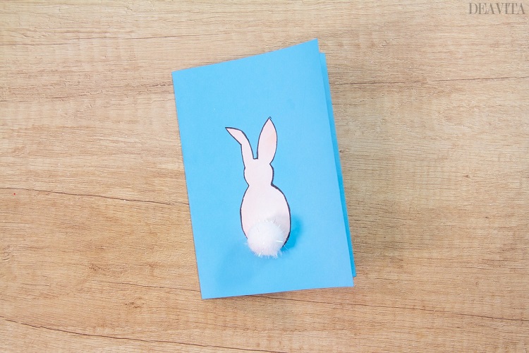cartes de Pâques DIY lapin avec pompon