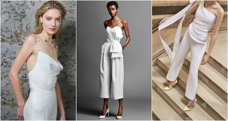 combinaison pantalon mariée tendance 2019 printemps tailleur blanc combinaison pantalon Danielle Frankel viktor rolf Carolina Herrera