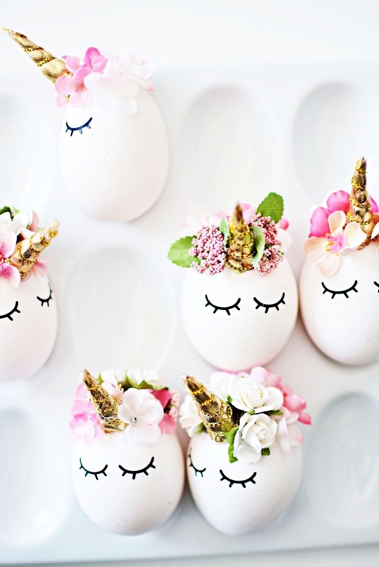 déco œufs de Pâques licorne idée mignonne fleurs