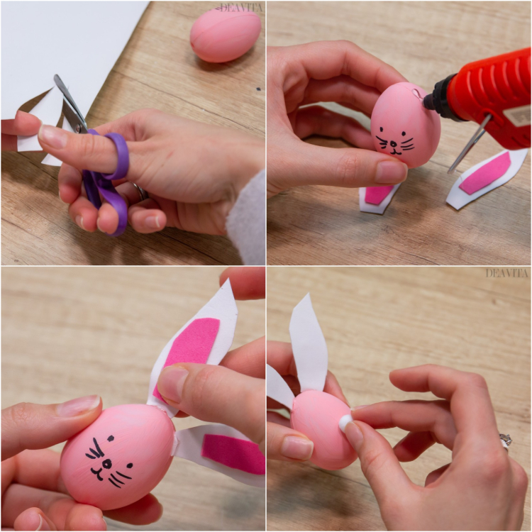 décoration de Pâques à faire soi-même guirlande festive instructions lapins