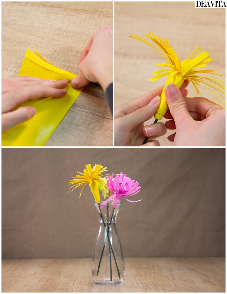 idées de bricolage pour Pâques déco DIY printanière fleurs papier
