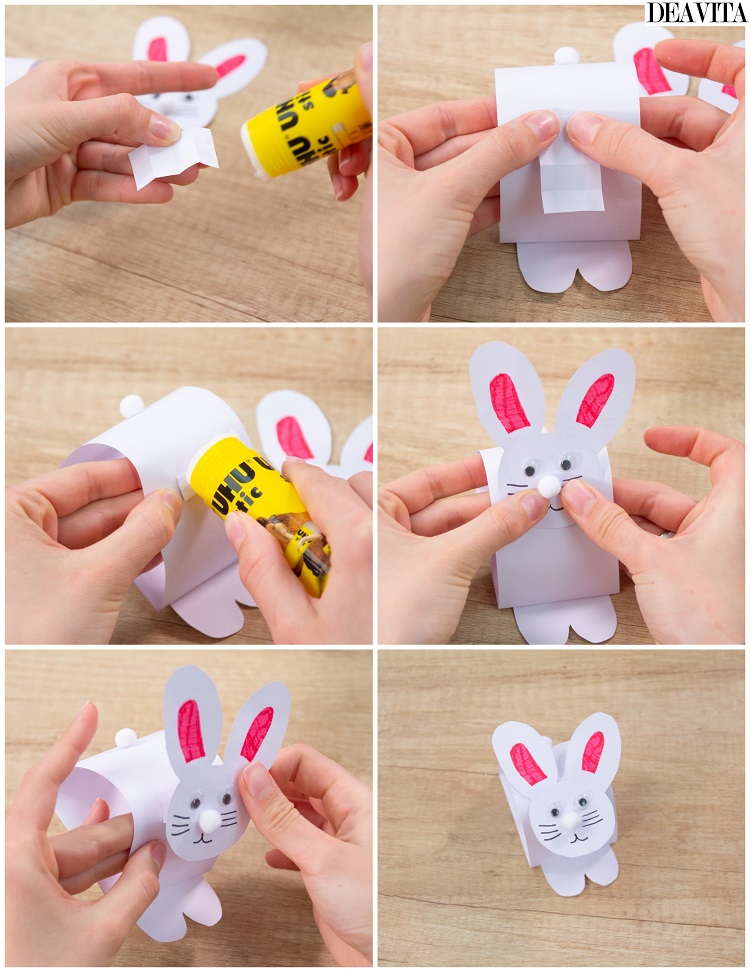 idées de bricolage pour Pâques enfants déco facile lapin papier