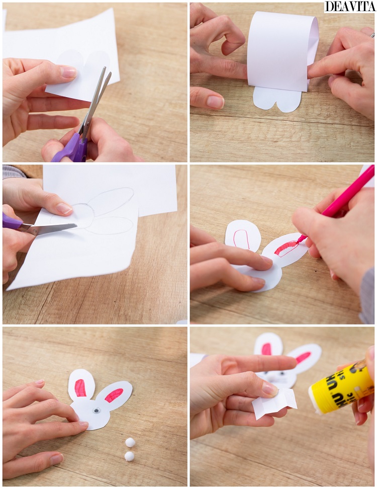 idées de bricolage pour Pâques lapin papier tête branlante
