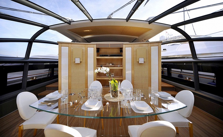 les yachts les plus chers du monde History Supreme intérieur table en verre