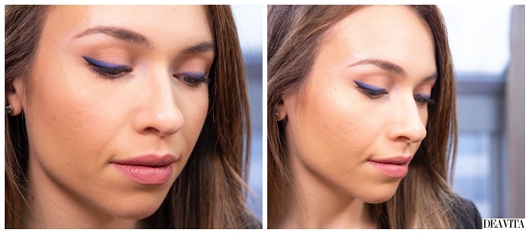 maquillage avec eye-liner bleu tuto make up rapide look soirée glamour tendance trait coloré regard sublime
