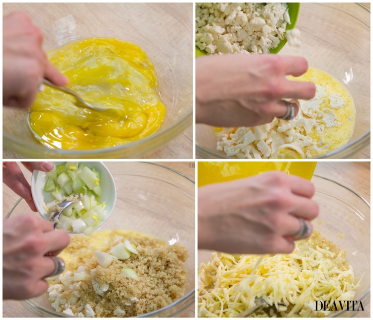 recette amuse-bouche galettes quinoa chou-fleur préparation
