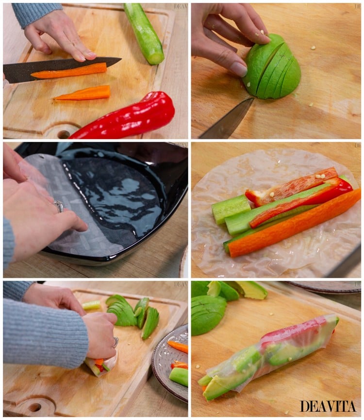 recette amuse-bouche rouleaux aux légumes préparation