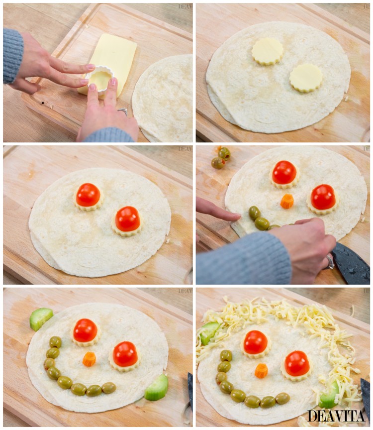 recette amuse-bouche visage tortilla légumes