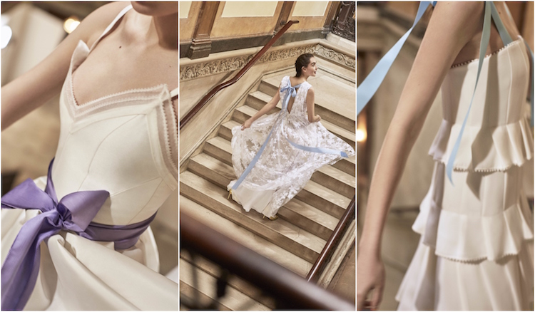 robe de mariée tendance 2019 noeuds rubans couleurs pastel collection Carolina Herrera