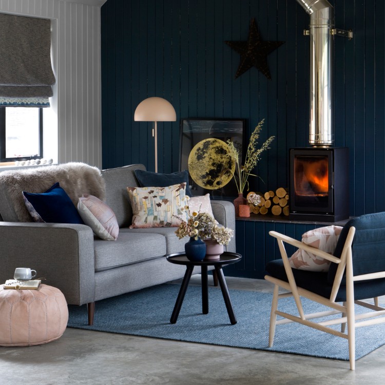tendances tapis 2019 bleu canard salon touches déco scandinave couleurs profondes