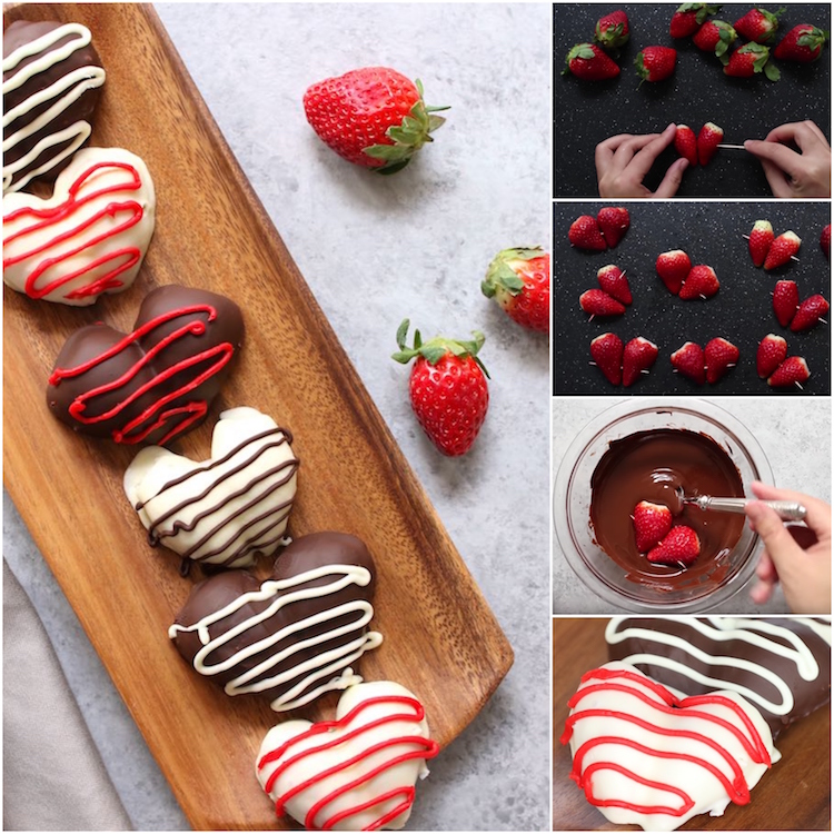 chocolats pour la Saint Valentin coeurs fraises chocolat