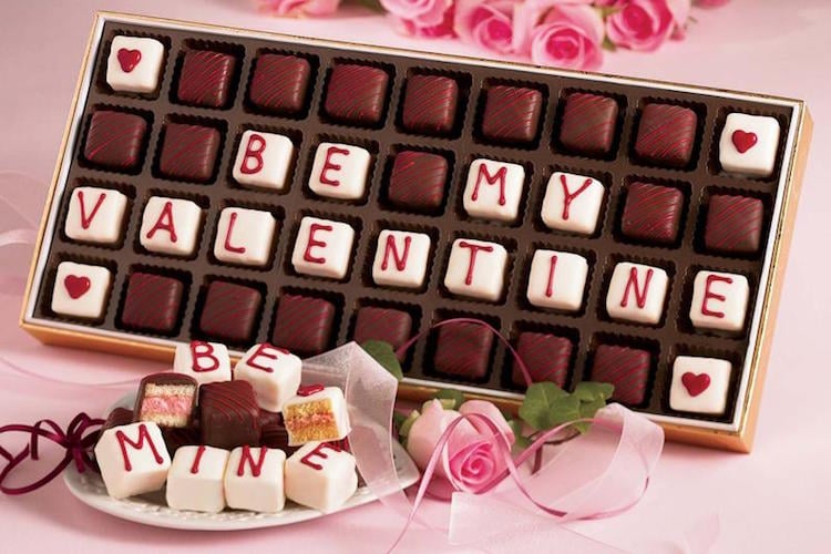 chocolats pour la Saint Valentin lettres amour
