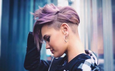 coupe undercut femme cheveux courts coloration cheveux lavande