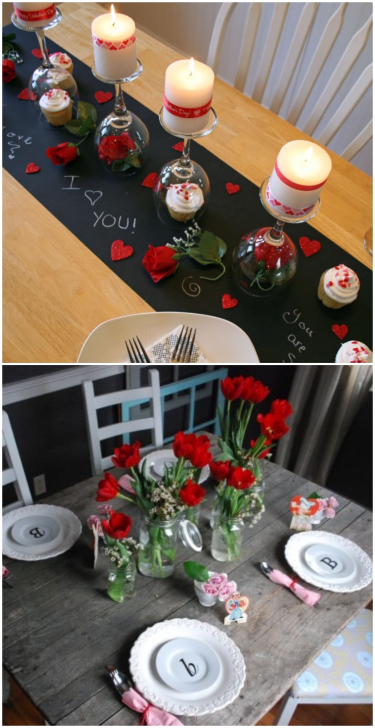 déco de table Saint Valentin originale idées rouge blanc