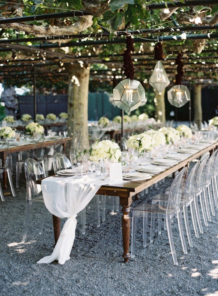 mariage dans son jardin idée décoration florale table invités