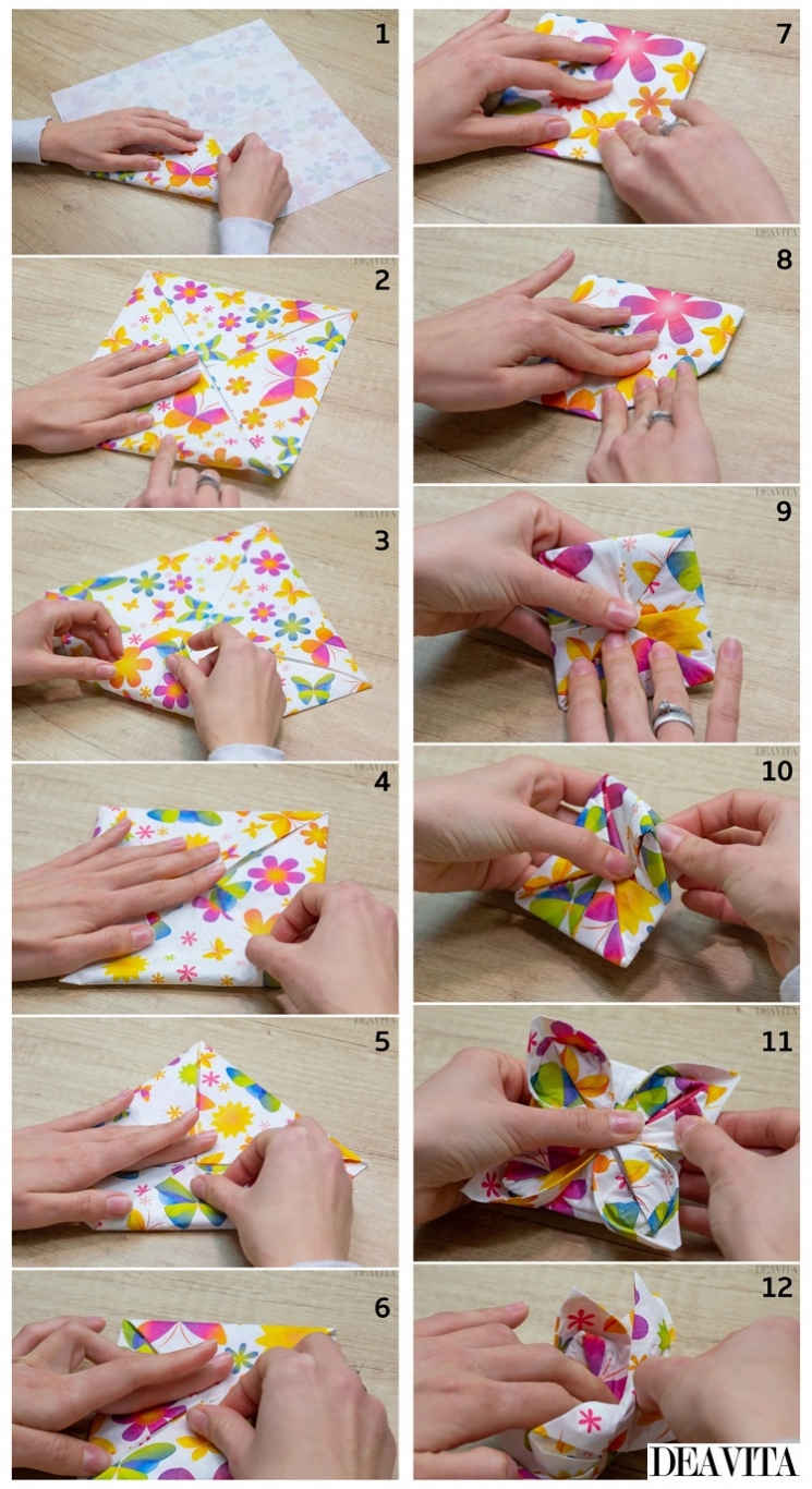 pliage de serviette pour Pâques panier origami œuf