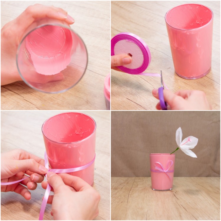 vase à faire soi-même peint en rose